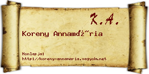Koreny Annamária névjegykártya